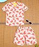 The Lion and the Fish Viscose Half Sleeves Fruit Printed Shirt & Coordinating Shorts Set - Pink & Red