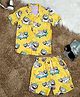 The Lion and the Fish Viscose Half Sleeves Sharks Printed Coordinating Shirt & Shorts Set - Lemon Yellow