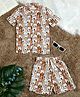 The Lion and the Fish Viscose Half Sleeves Cats Printed Coordinating Shirt & Shorts Set - Brown
