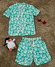 The Lion and the Fish Viscose Half Sleeves Crocodiles Printed Coordinating Shirt & Shorts Set - Dark Sea Green