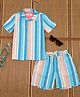 The Lion and the Fish Half Sleeves Striped Coordinating Shirt & Shorts Set - Multi Colour