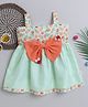 Many frocks &  Sleeveless Floral Printed Bow Applique Detailed & Threadwork Embroidered Dress - Light Green