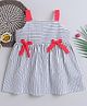 Many frocks & Cotton Sleeveless Striped Dress - White & Black