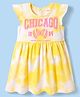 Babyhug Cotton Knit Frill Sleeves Frock with Text Print - Yellow