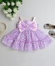 Many frocks & Tissue Sleeveless Double Bow Applique Detailed & Floral Printed Dress - Purple