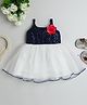 Many frocks & Net Sleeveless Sequin Embellished & Floral Applique Detailed Dress - Blue & White