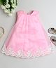 Many frocks & Net Sleeveless Floral Embroidered Pearls Embellished Dress - Pink