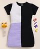Little Marine Cotton Blend Half Sleeves Ribbed Cut & Sew Dress - Multi Colour