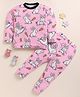 Little Marine Cotton Knit Full Sleeves Rabbits & Carrot Printed Coordinating Night Suit Set - Light Pink