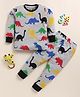 Little Marine Cotton Knit Full Sleeves Dinosaurs Printed Coordinating Night Suit Set - Grey