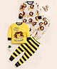 Little Marine Cotton Woven Pack Of 2 Full Sleeves Lion & Striped Printed Night Suit Sets - Yellow & Cream
