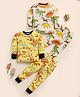 Little Marine Cotton Woven Pack Of 2 Full Sleeves Dinosaurs Printed Coordinating Night Suit Sets - White &Yellow