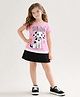 Little Marine Cotton Blend Half Sleeves Dog & Cute Text Printed Dress - Light Pink