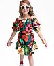 Ollington St. Woven  Off Shoulder Top & Skirt Co-ord Set with Floral Print - Orange Pink & Green