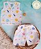 A Toddler Thing 100% Muslin Organic Cotton Sleeveless Sea Shells Printed Jabla & Coordinating Shorts Set - White