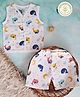 A Toddler Thing 100% Muslin Organic Cotton Sleeveless Dolphins Printed Jabla & Coordinating Shorts Set - White