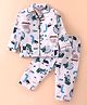 Enfance Core Cotton Woven Full Sleeves Animal  Printed Coordinating Night Suit Set - Multicolour