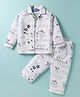 Enfance Core Cotton Woven Full Sleeves Beach Theme Printed Coordinating Night Suit Set - White
