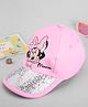 Babyhug Disney Cotton Woven Summer Cap With Minnie Mouse Family Graphics & Sequin Detailing Pink - Diameter 14 cm