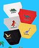 NUSYL Cotton Pack Of 5 Dinosaurs Printed Briefs  - White Grey Black Red & Yellow