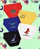 NUSYL Cotton Pack Of 5 Dinosaurs Printed Briefs - White Royal Blue Black Red & Yellow