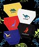 NUSYL Cotton Pack Of 5 Dinosaurs Printed Briefs - White Royal Blue Black Red & Yellow