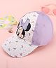 Babyhug Disney Cotton Woven Summer Cap with Minnie Mouse Graphics White & Lilac - Diameter 15.5 cm