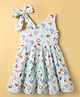 Rassha Cotton Sleeveless Hearts Printed Dress - Light Pista