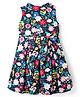 Rassha Cotton Sleeveless Floral Printed Bow Applique Dress - Navy Blue