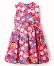 Rassha Cotton Sleeveless Floral Printed Bow Applique Dress - Tomato Red