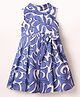Rassha Cotton Sleeveless Abstract Printed Bow Applique Dress - Light Blue