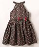 Rassha Cotton Sleeveless Floral Printed Dress - Coffee