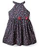 Rassha Cotton Sleeveless Floral Printed Dress - Navy Blue
