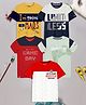 3PIN Cotton Pack Of 5 Half Sleeves Typography Printed Cut & Sew Tees - Multi Colour
