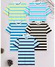 3PIN Cotton Pack Of 5 Half Sleeves Rugby Striped Tees - Multi Colour