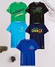 3PIN Cotton Pack Of 5 Half Sleeves Typography Printed Tees - Multi Colour