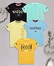 3PIN Cotton Pack Of 5 Half Sleeves Typography Printed Tees - Multi Colour