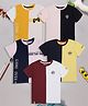 3PIN Cotton Pack Of 5 Half Sleeves Typography Printed Colour Blocked Tees - Multi Colour