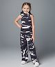 Safehugs Cotton Sleeveless Abstract Printed Floral Applique Detailed Top & Pant Set - Black