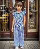 Safehugs Cotton Frill Sleeves Chevron Printed Tie Up Detailed Shirt Style Top With Coordinating Pant Set - Blue