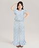 Safehugs Cotton Flutter Sleeves Floral Motifs Printed Top With Coordinating Pant Set - White