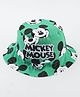 Babyhug Disney Cotton Woven Summer Cap With Mickey Mouse Print Green - Diameter 25 cm