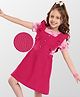Hola Bonita Knit Frock & Half Sleeves Inner Tee With Heart Print - Dark Pink