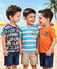 Babyhug Cotton Knit Half Sleeves T-shirt With Stripes & Beach Theme Graphics Pack Of 3  - Light Blue Navy Blue & Orange