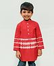 Tiber Taber 100% Cotton Full Sleeves Tie Dye Kurta - Red