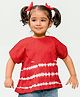 Tiber Taber 100% Cotton Half Sleeves Tie Dye Top - Red