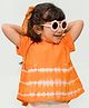 Tiber Taber 100% Cotton Half Sleeves Tie Dye Top - Orange