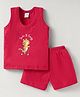 Tango Single Jersey Knit Sleeveless Sando Vest & Shorts Set With Tiger Print - Red