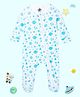 The Mom Store Cotton Knit Full Sleeves Space Theme Printed Sleepsuit - White