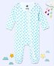 The Mom Store Cotton Knit Full Sleeves Happy Cloud Printed Sleepsuit - Multi Colour